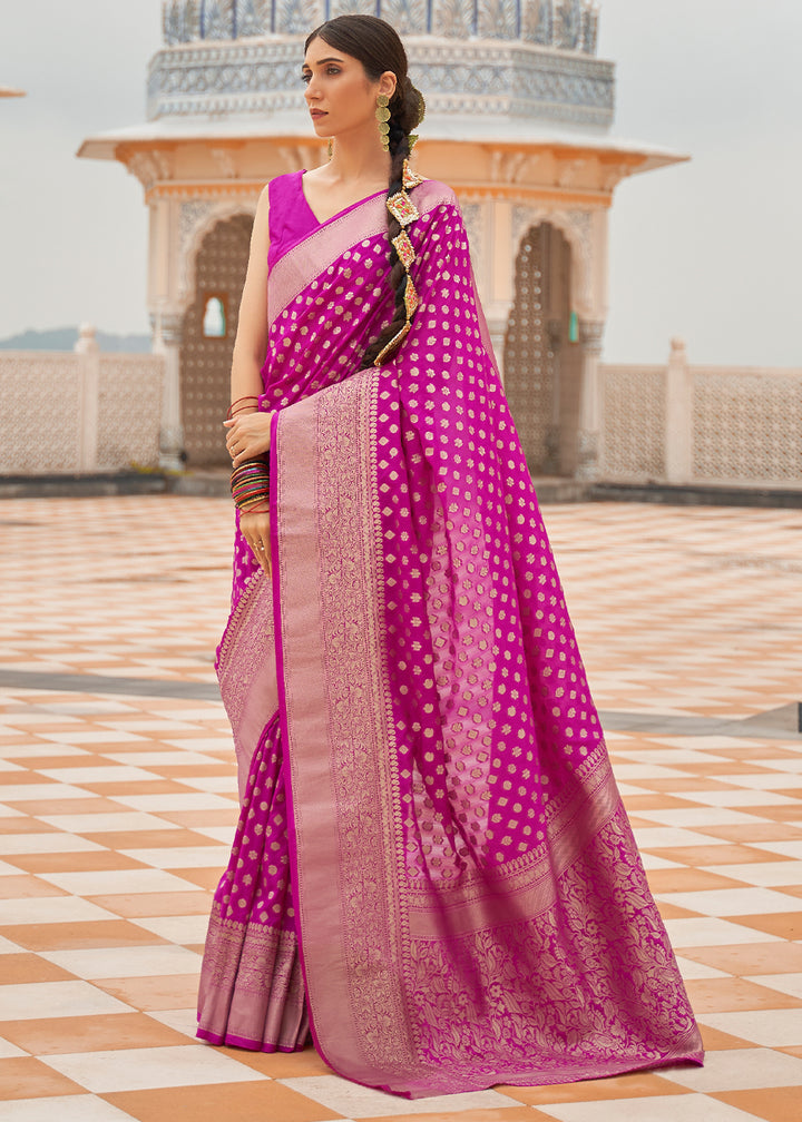 Fandango Purple Georgette Silk Saree Featuring Woven Designer Patterns