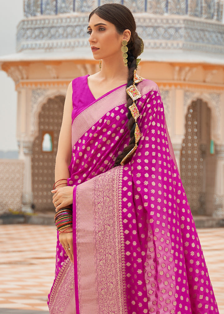 Fandango Purple Georgette Silk Saree Featuring Woven Designer Patterns