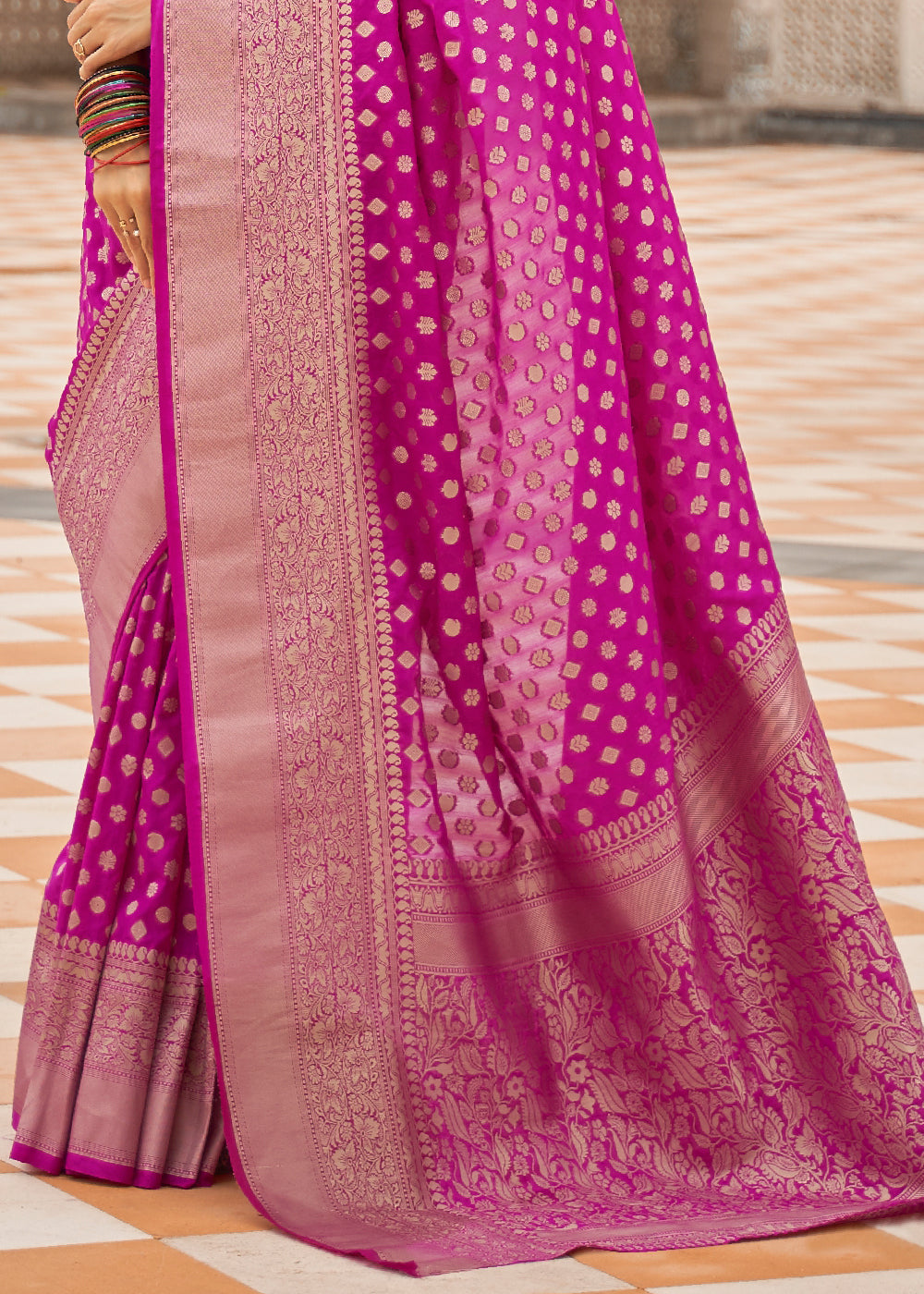 Fandango Purple Georgette Silk Saree Featuring Woven Designer Patterns