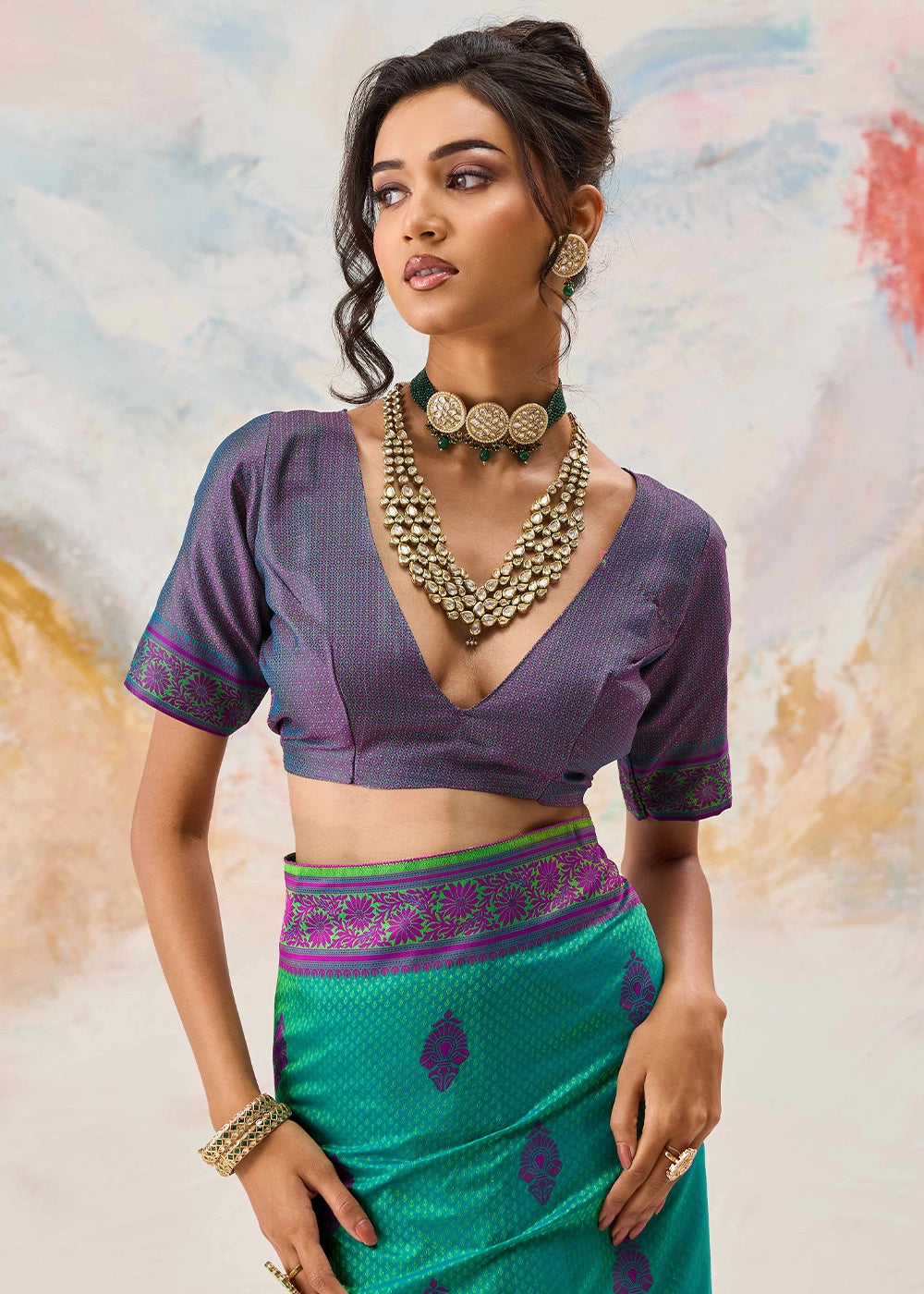 Persian Green Silk Saree with Tanchoi Zari Weaving Border