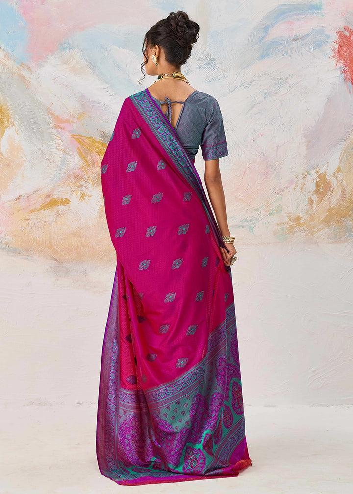 Magenta Pink Silk Saree with Tanchoi Zari Weaving Border
