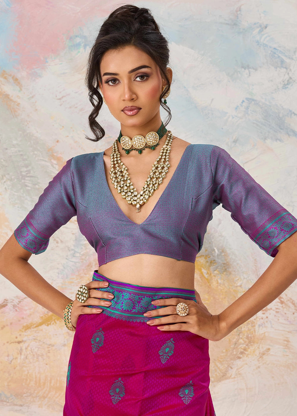 Magenta Pink Silk Saree with Tanchoi Zari Weaving Border