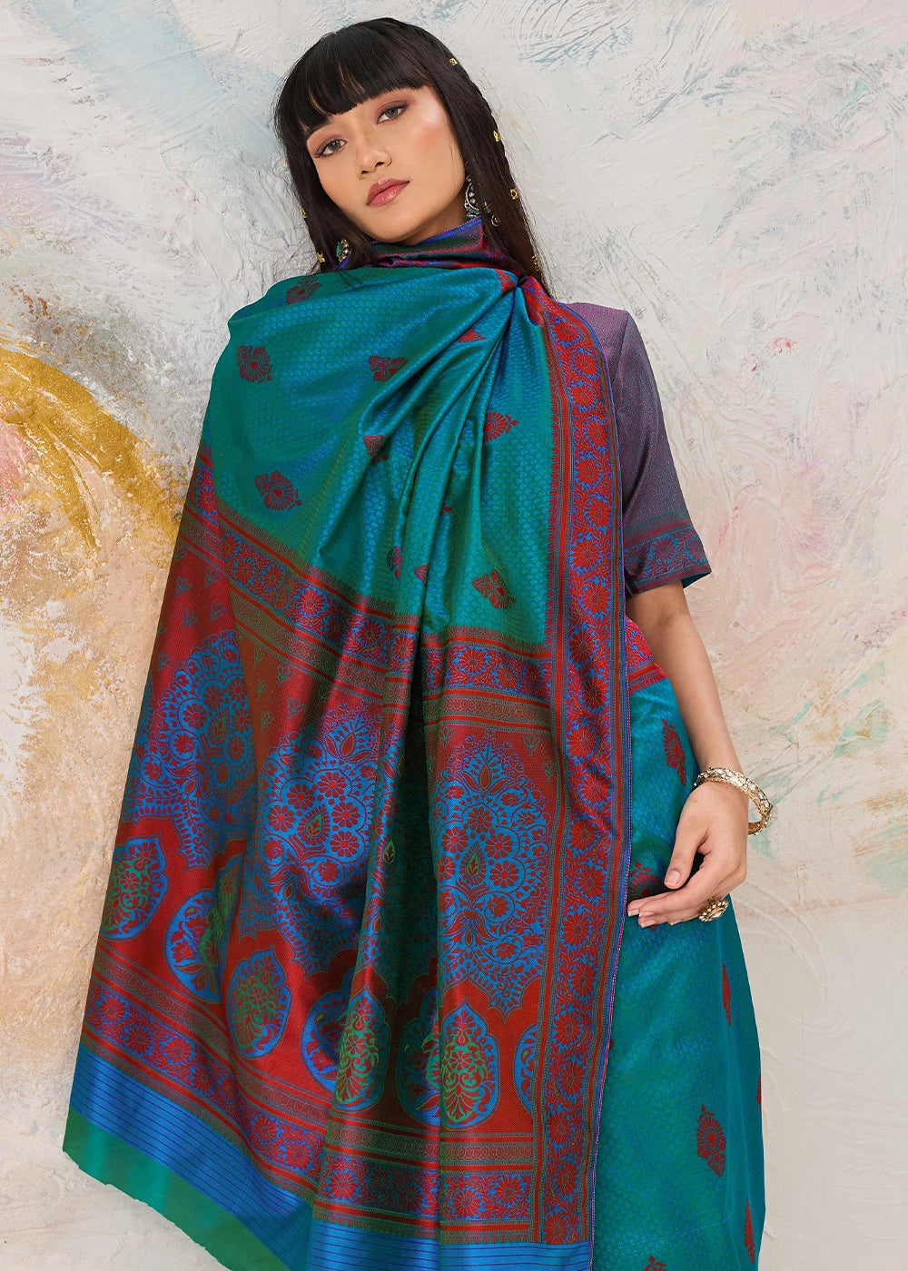 Sapphire Blue Silk Saree with Tanchoi Zari Weaving Border