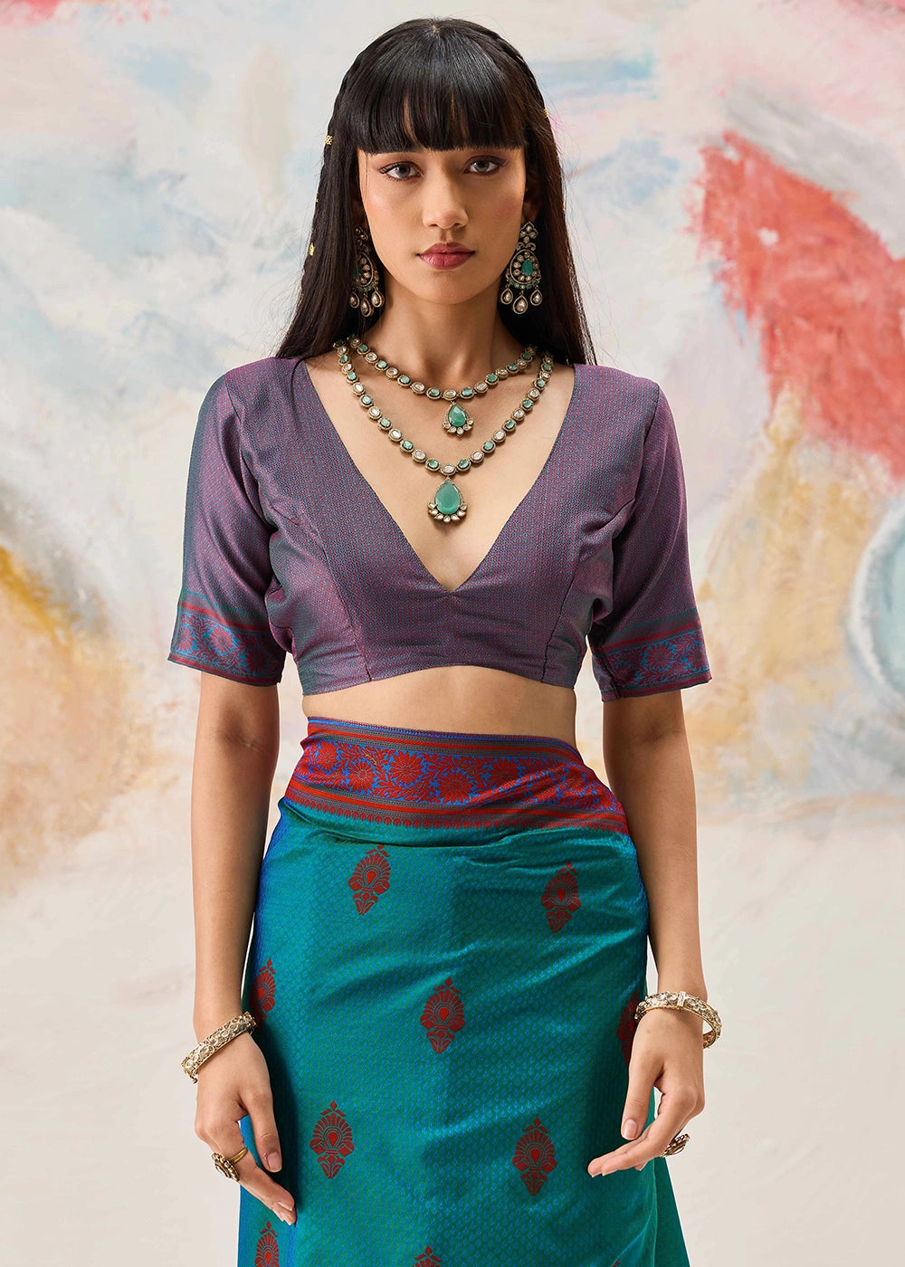 Sapphire Blue Silk Saree with Tanchoi Zari Weaving Border