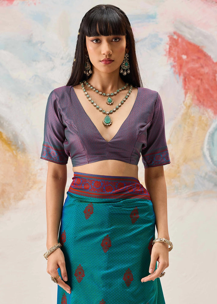 Sapphire Blue Silk Saree with Tanchoi Zari Weaving Border