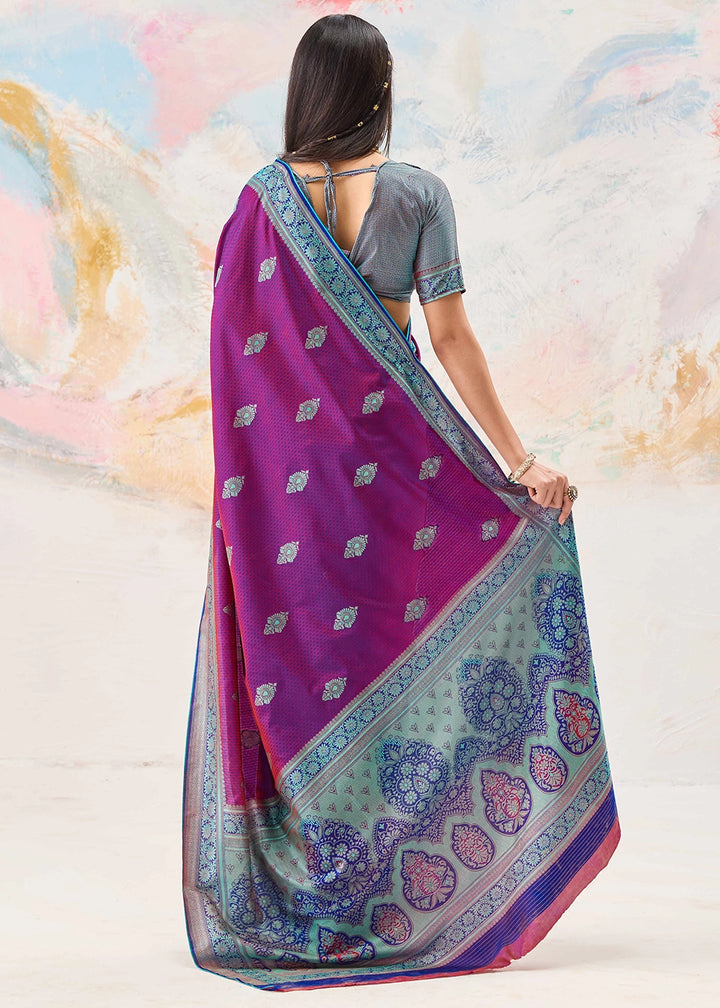 Cardinal Purple Silk Saree with Tanchoi Zari Weaving Border