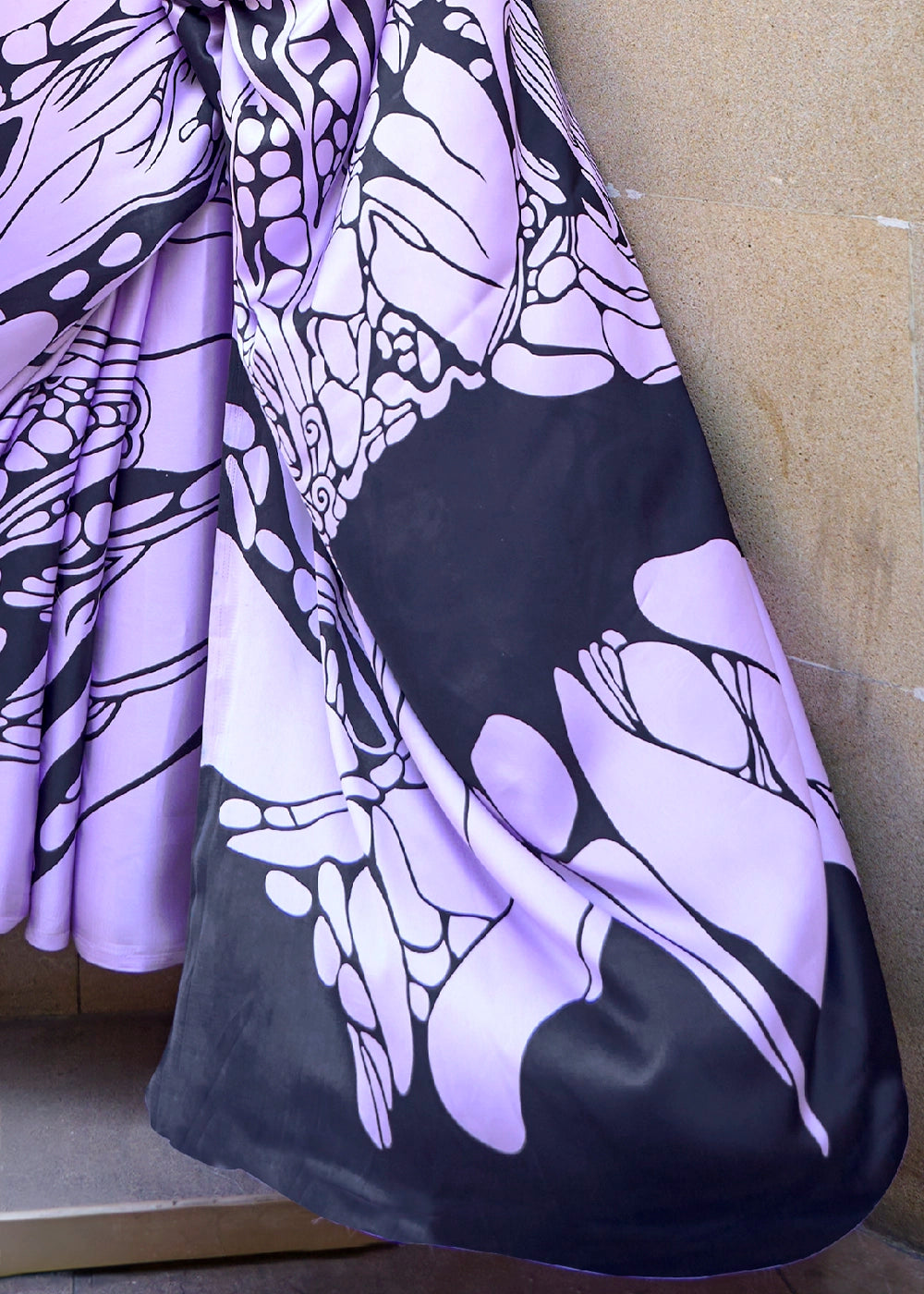 Mauve Purple Lightweight Printed Saree in Satin Crepe