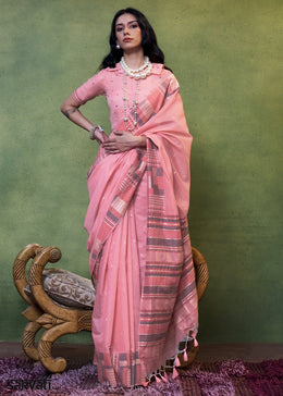 Neon Pink Handwoven Cotton Silk Saree