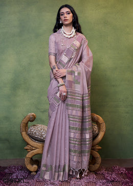 Heather Purple Handwoven Cotton Silk Saree