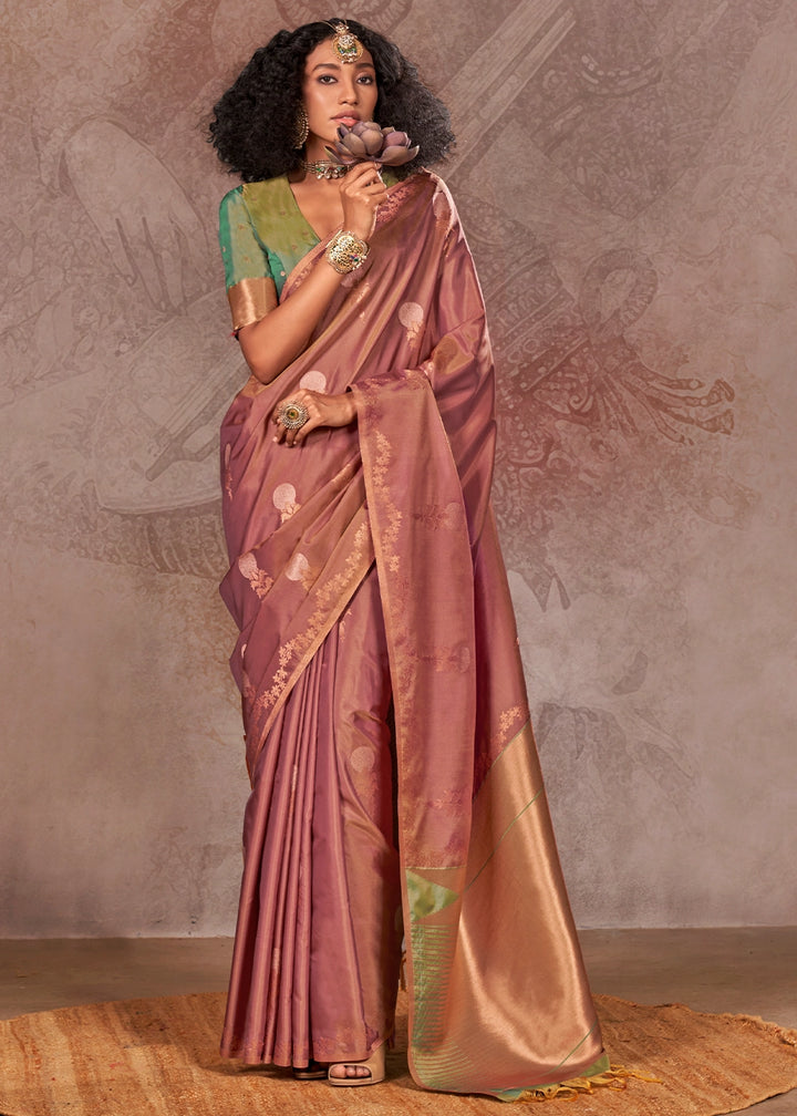 Two Tone Purple Banarasi Silk Saree with Intricate Zari Weaving