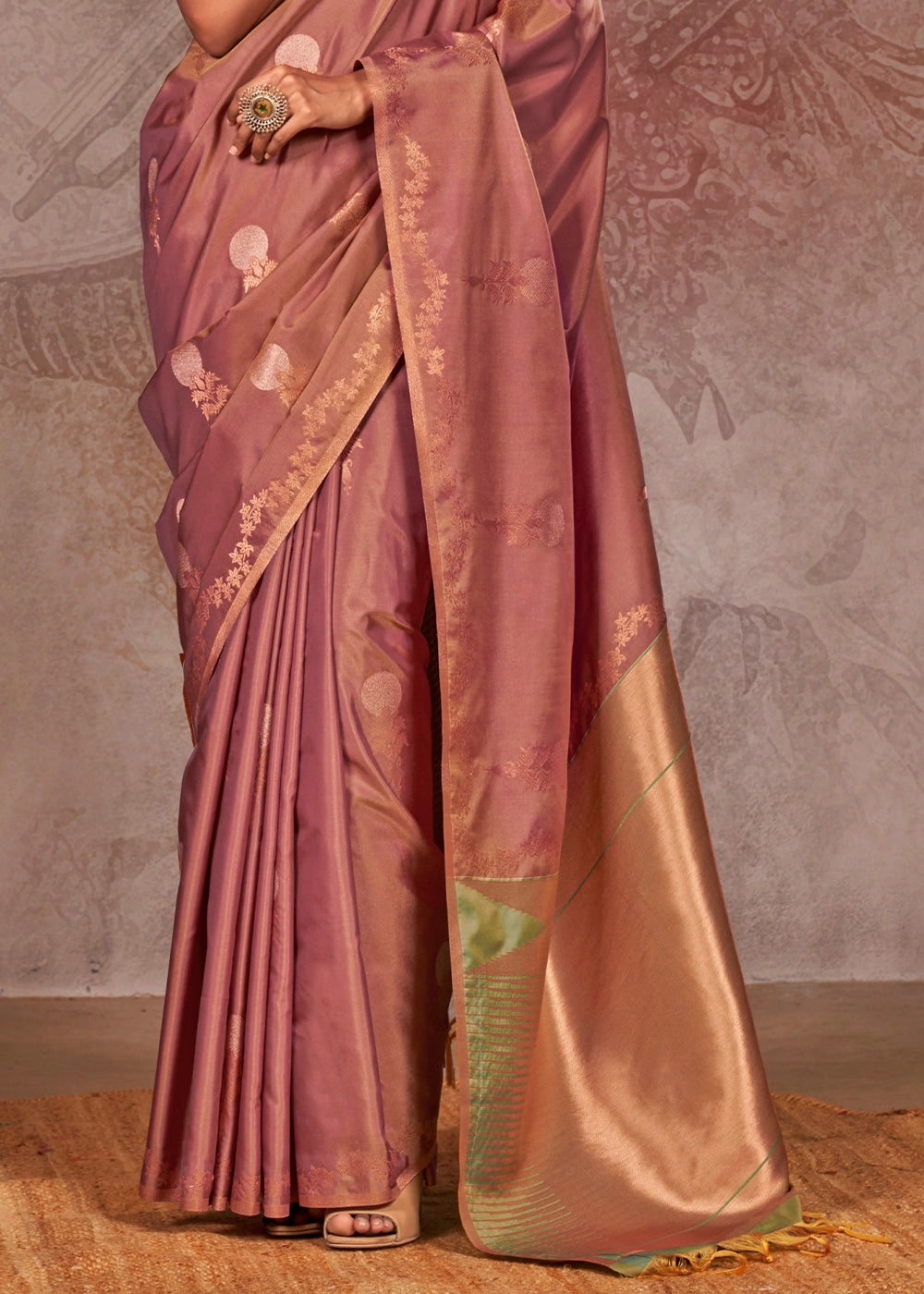 Two Tone Purple Banarasi Silk Saree with Intricate Zari Weaving