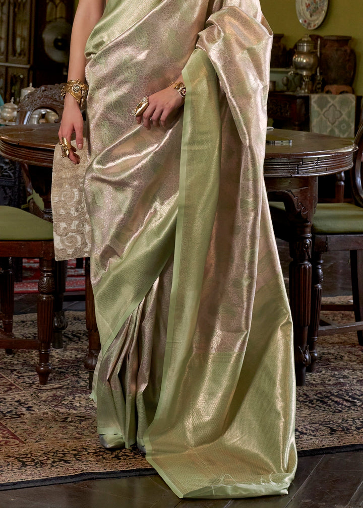 Pastel Green Handwoven Silk Saree with Rich Festive Appeal