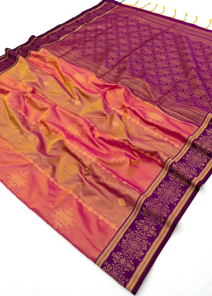 Punch Pink Handloom Silk Saree with Elegant Contrast Border