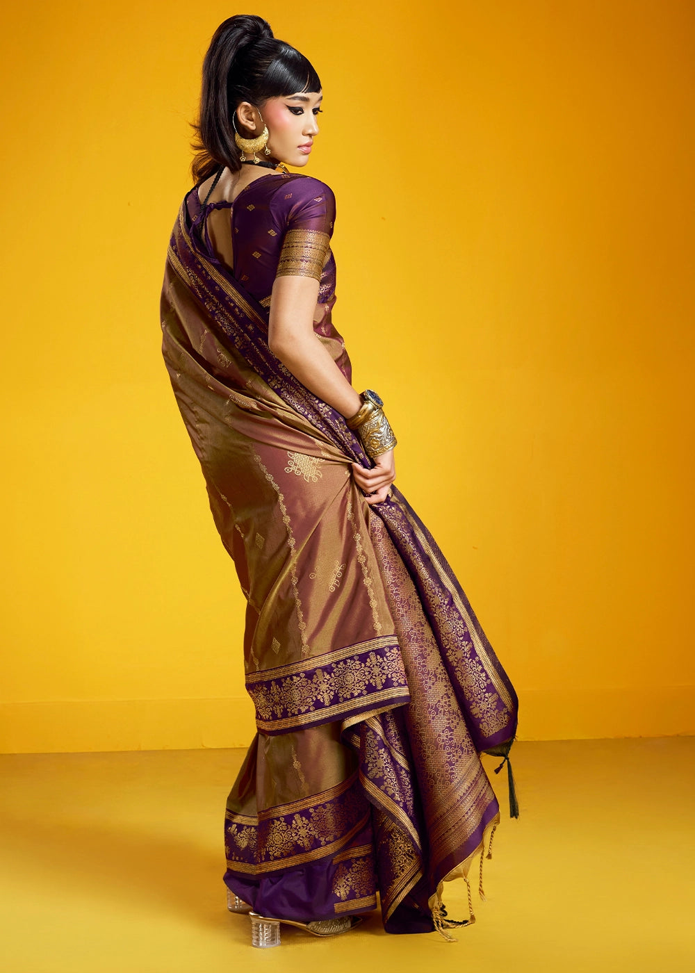 Light Brown Handloom Silk Saree with Elegant Contrast Border