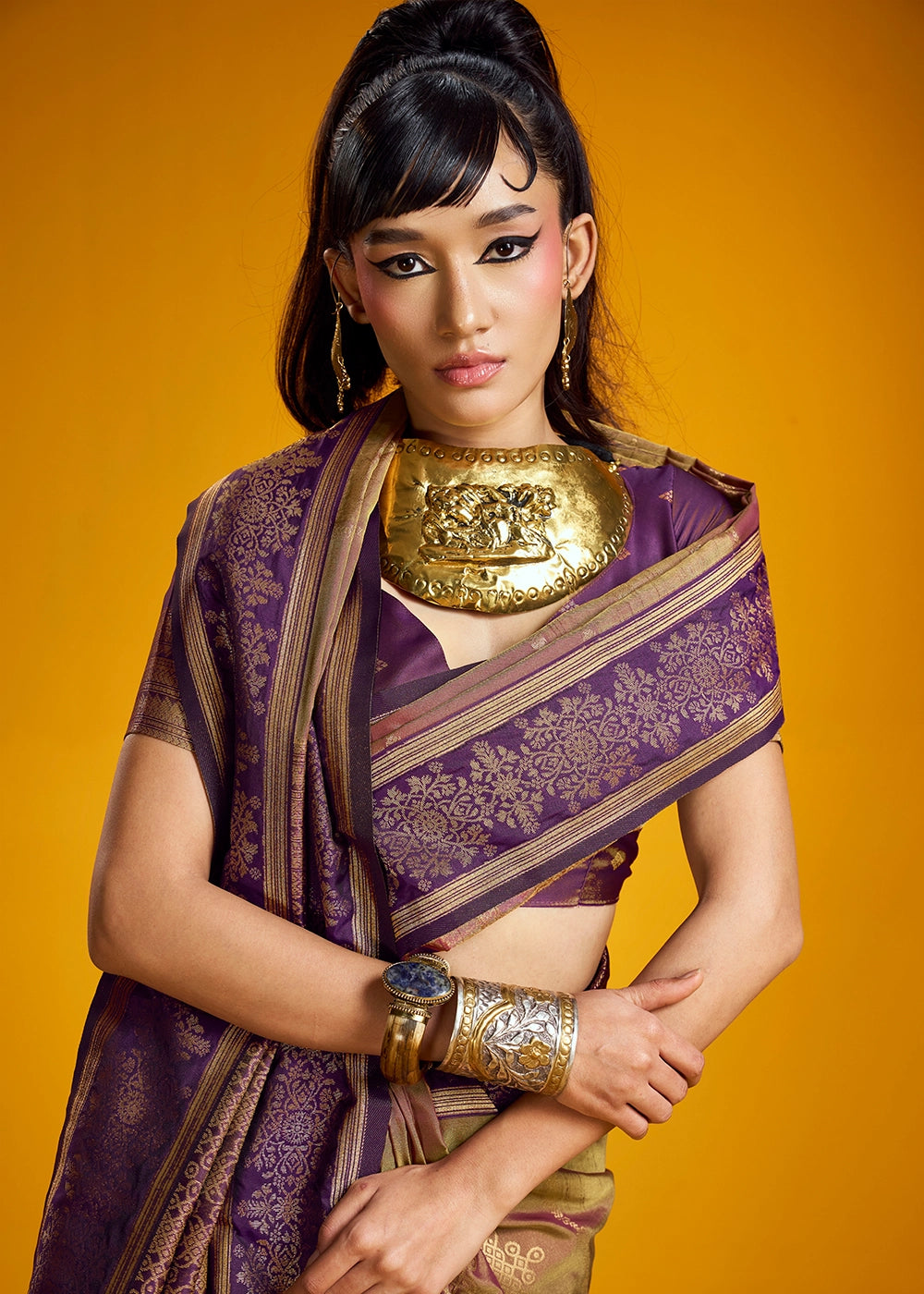 Light Brown Handloom Silk Saree with Elegant Contrast Border