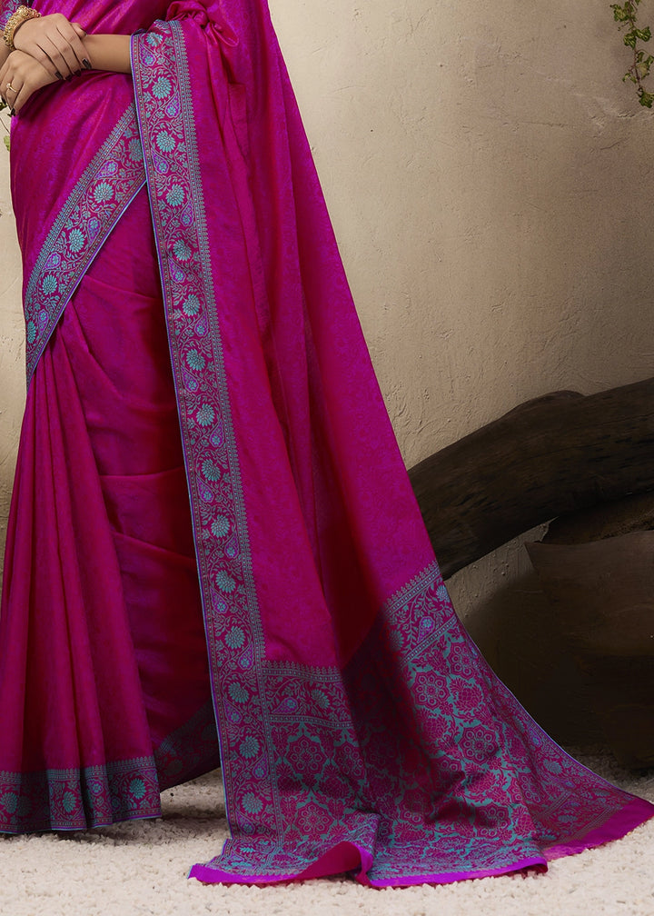 Magenta Pink Silk Saree with Tanchoi Zari Weaving Border