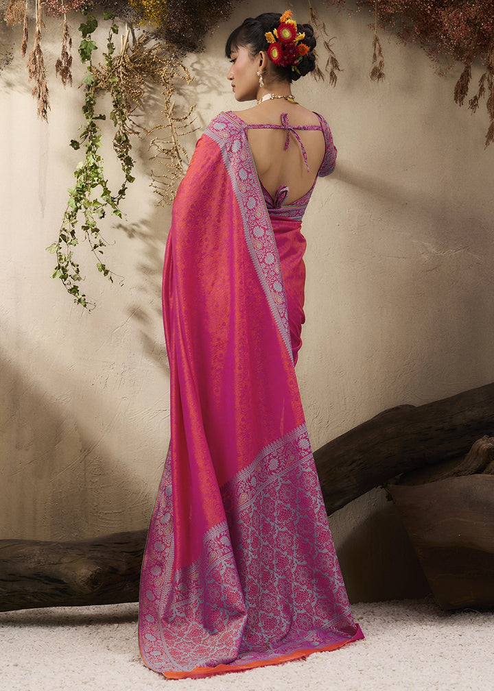 Shades Of Pink Silk Saree with Tanchoi Zari Weaving Border