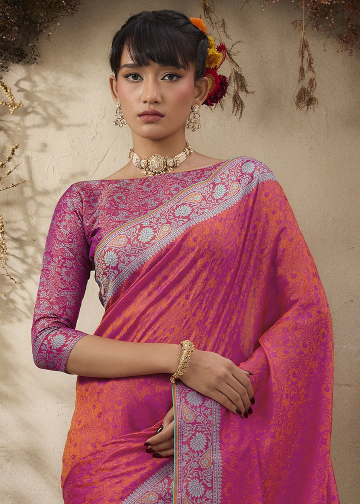 Shades Of Pink Silk Saree with Tanchoi Zari Weaving Border