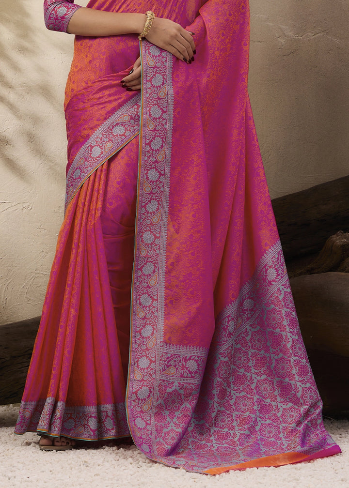 Shades Of Pink Silk Saree with Tanchoi Zari Weaving Border
