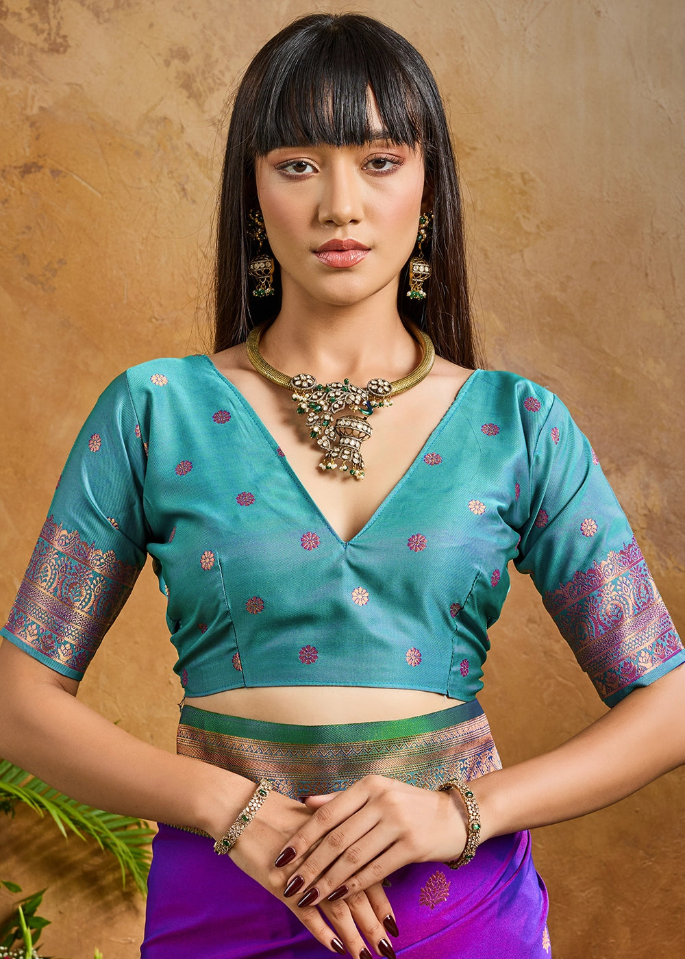 True Purple Zari Woven Silk Saree with Artistic Pichwai Work