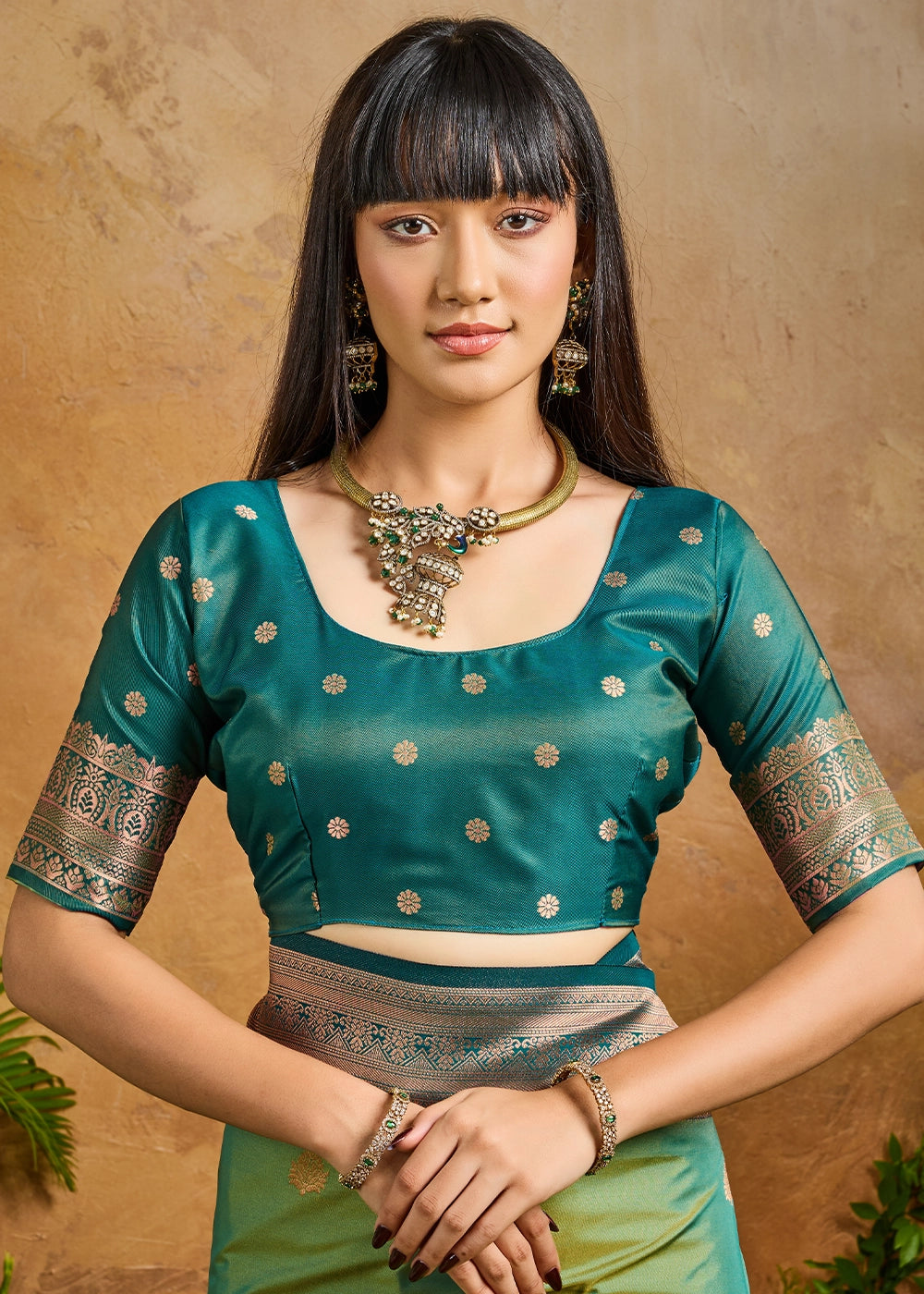 Cool Green Zari Woven Silk Saree with Artistic Pichwai Work