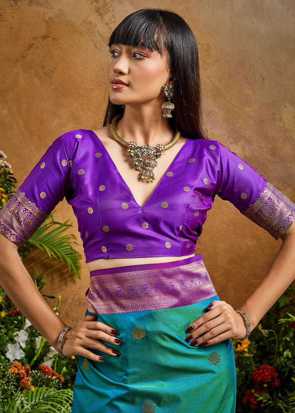 Cerulean Blue Zari Woven Silk Saree with Artistic Pichwai Work