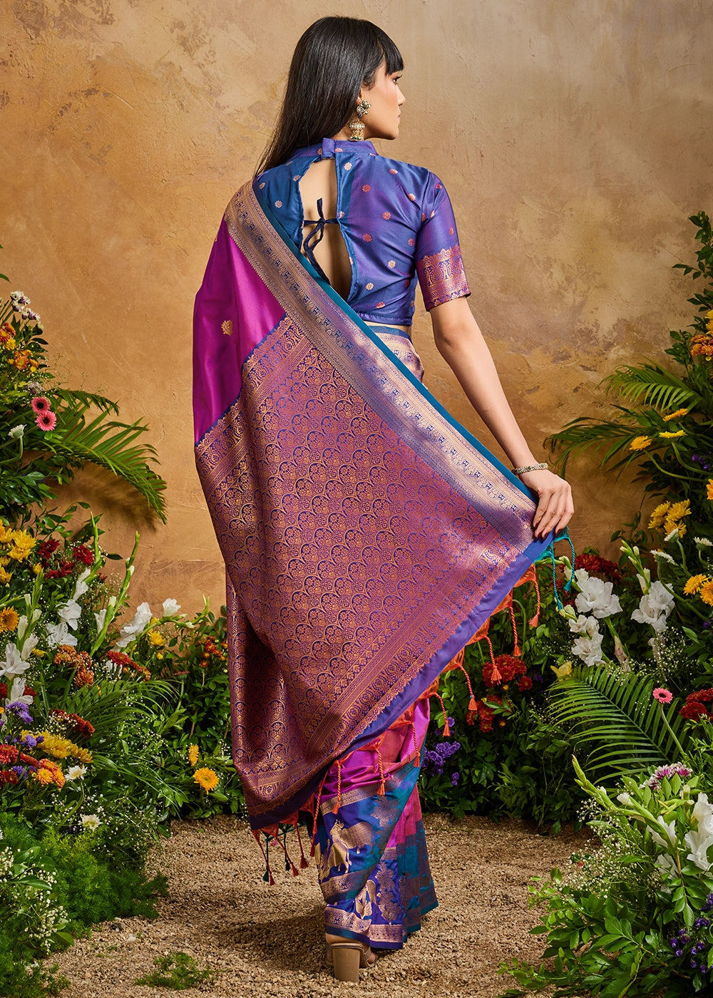 Mulberry Purple Zari Woven Silk Saree with Artistic Pichwai Work
