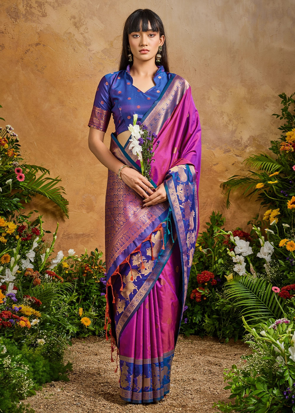 Mulberry Purple Zari Woven Silk Saree with Artistic Pichwai Work