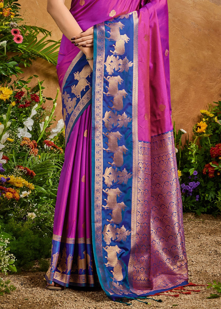 Mulberry Purple Zari Woven Silk Saree with Artistic Pichwai Work