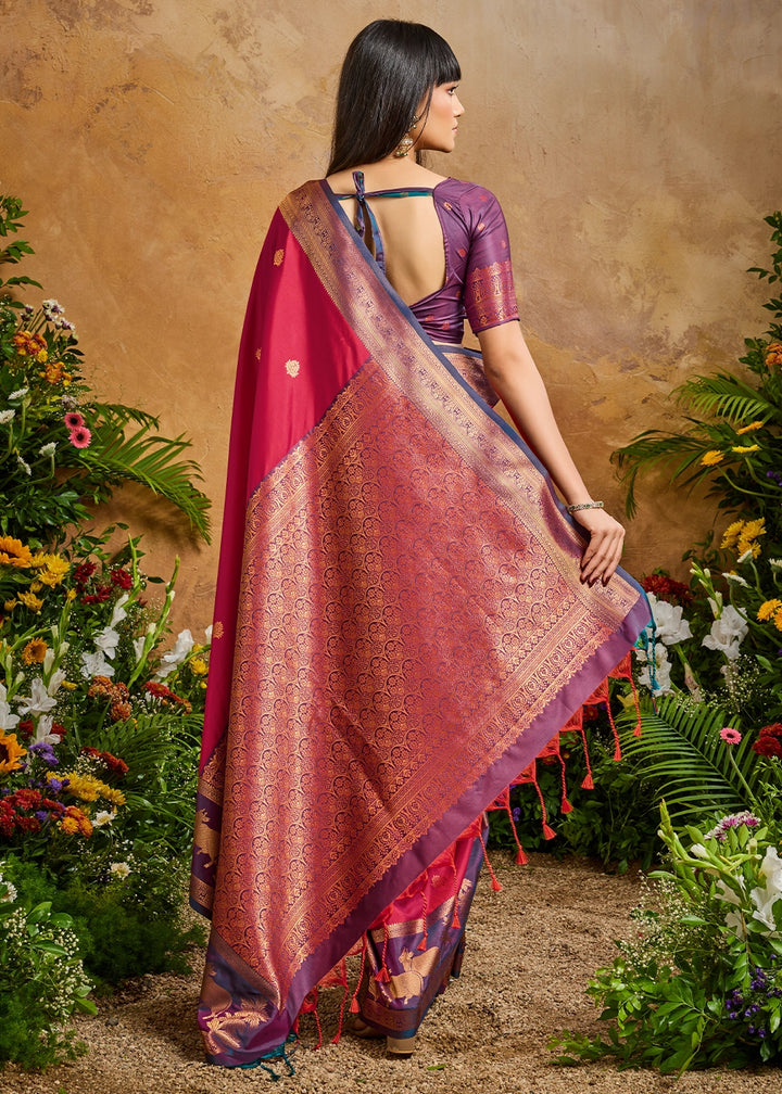 Brink Pink Zari Woven Silk Saree with Artistic Pichwai Work