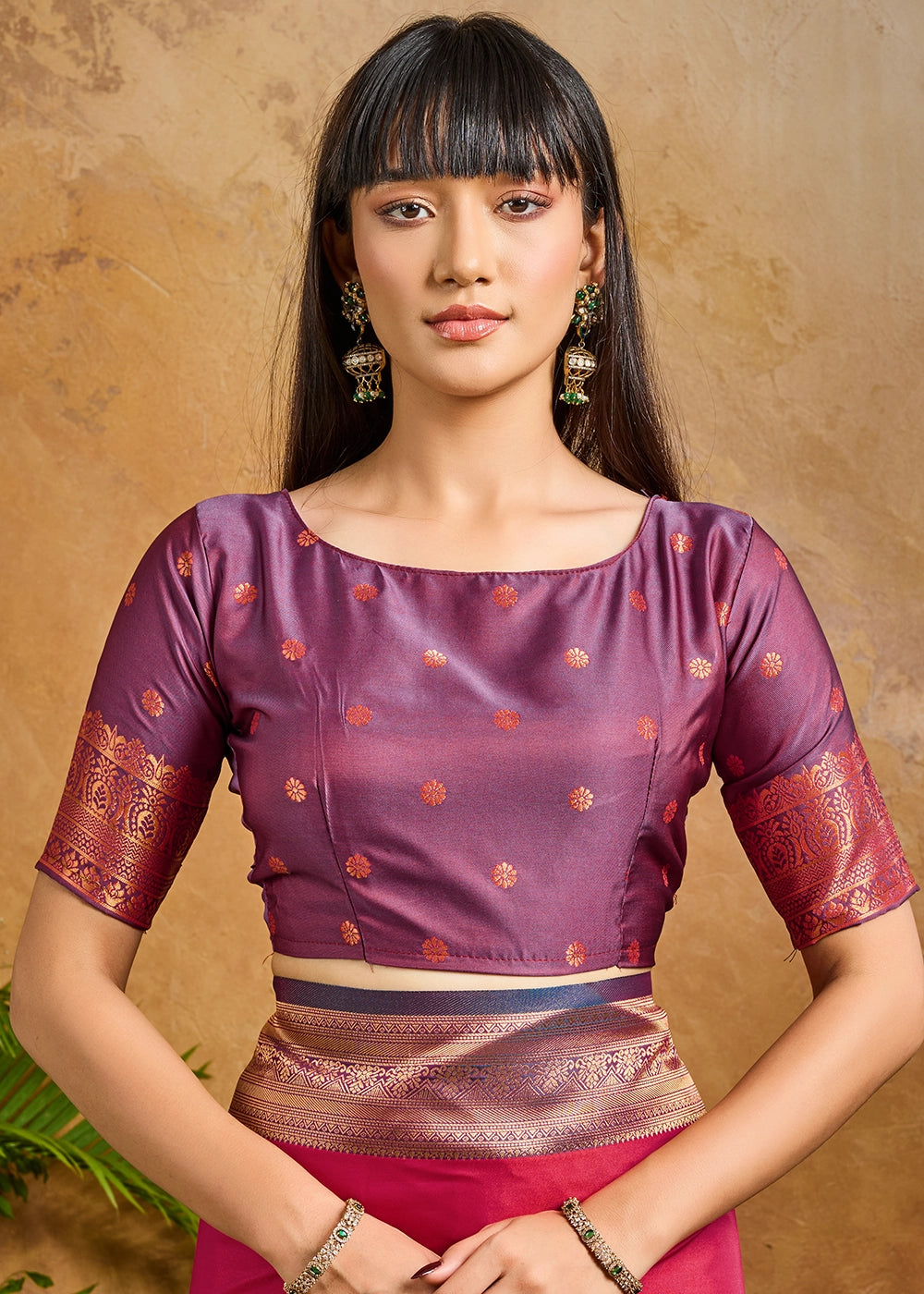 Brink Pink Zari Woven Silk Saree with Artistic Pichwai Work