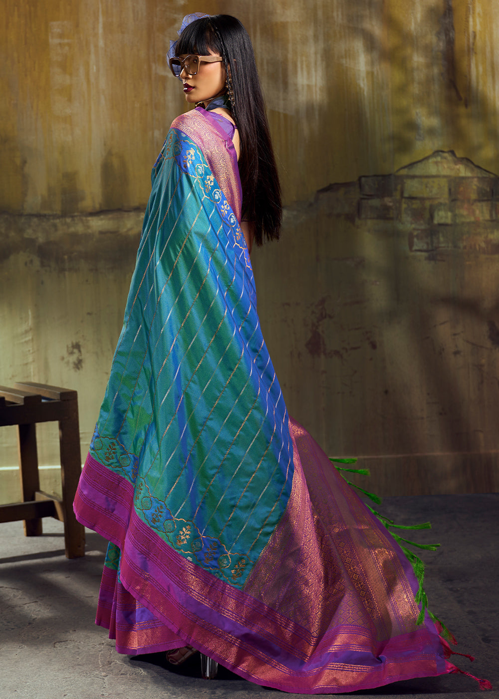 Tones of Blue Silk Saree with Rich Pallu &amp; Zari Craftsmanship