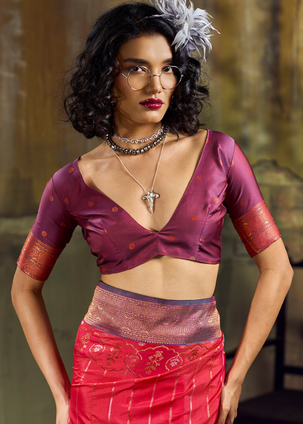 Tones of Red Silk Saree with Rich Pallu &amp; Zari Craftsmanship