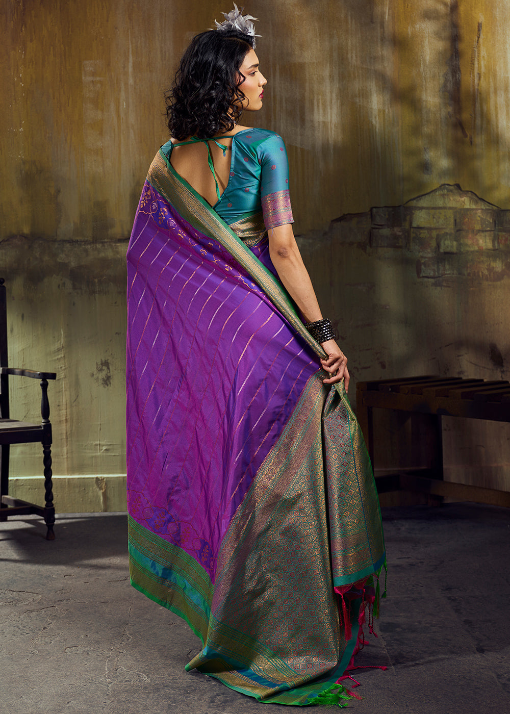 Tones of Dark Purple Silk Saree with Rich Pallu &amp; Zari Craftsmanship