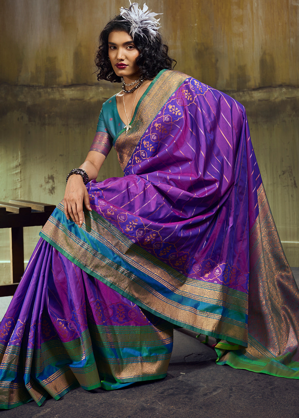Tones of Dark Purple Silk Saree with Rich Pallu &amp; Zari Craftsmanship
