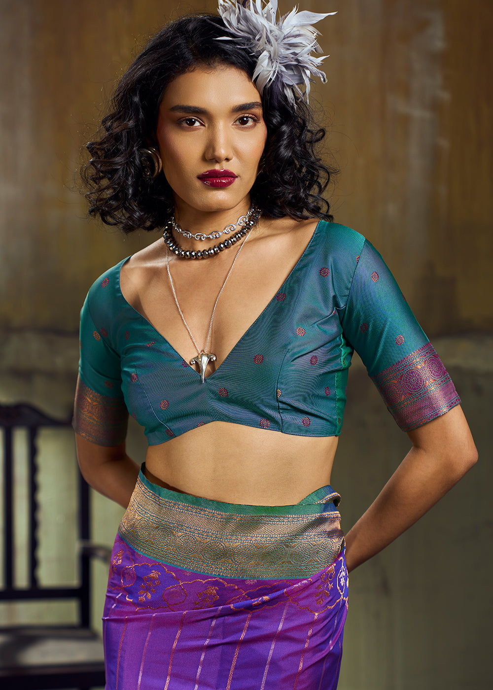 Tones of Dark Purple Silk Saree with Rich Pallu &amp; Zari Craftsmanship