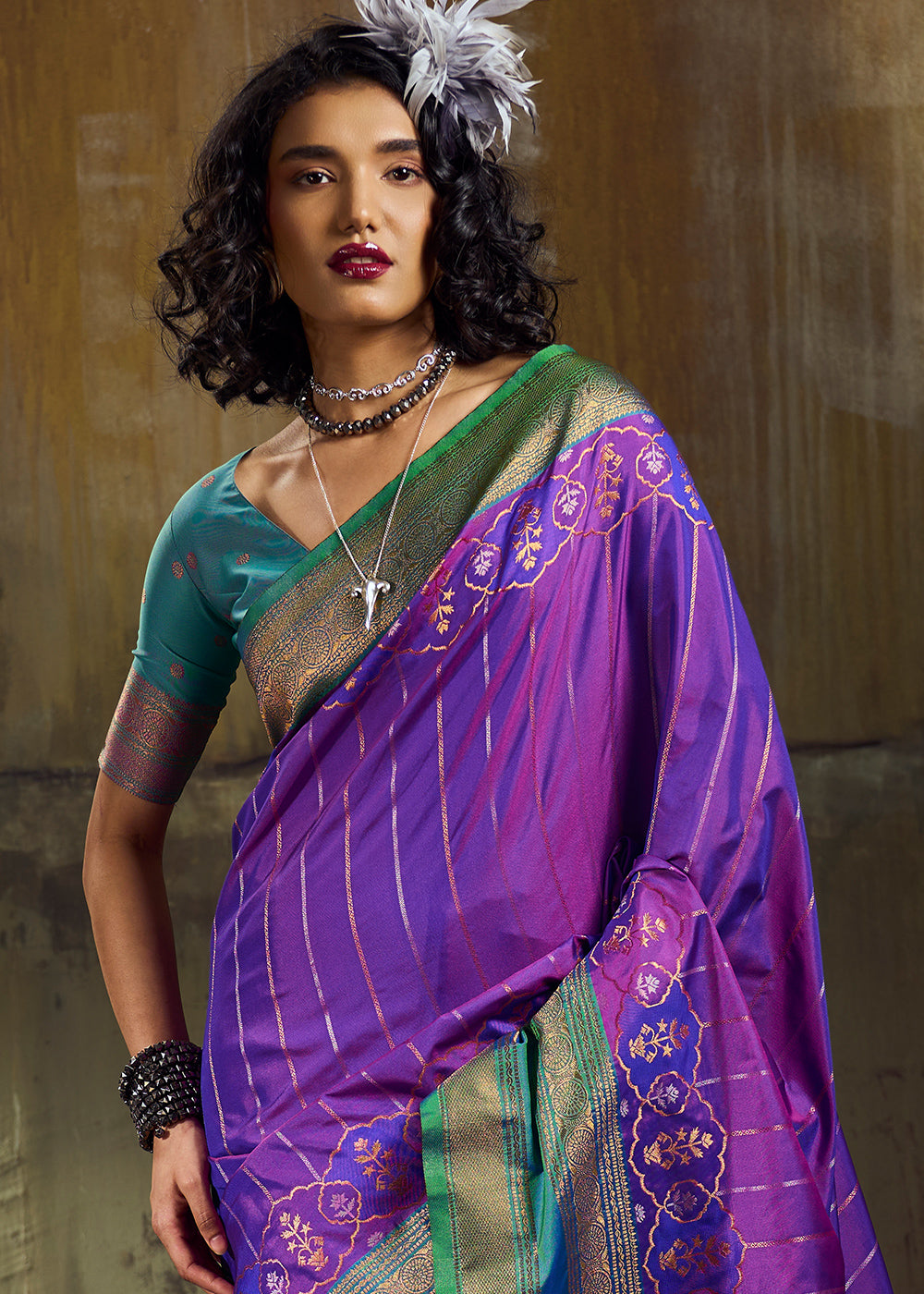 Tones of Dark Purple Silk Saree with Rich Pallu &amp; Zari Craftsmanship