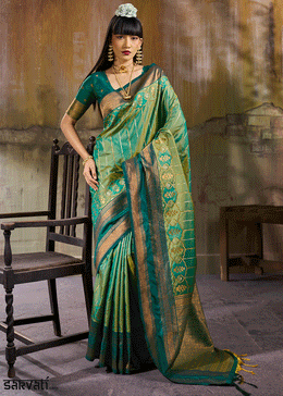 Tones of Green Silk Saree with Rich Pallu & Zari Craftsmanship