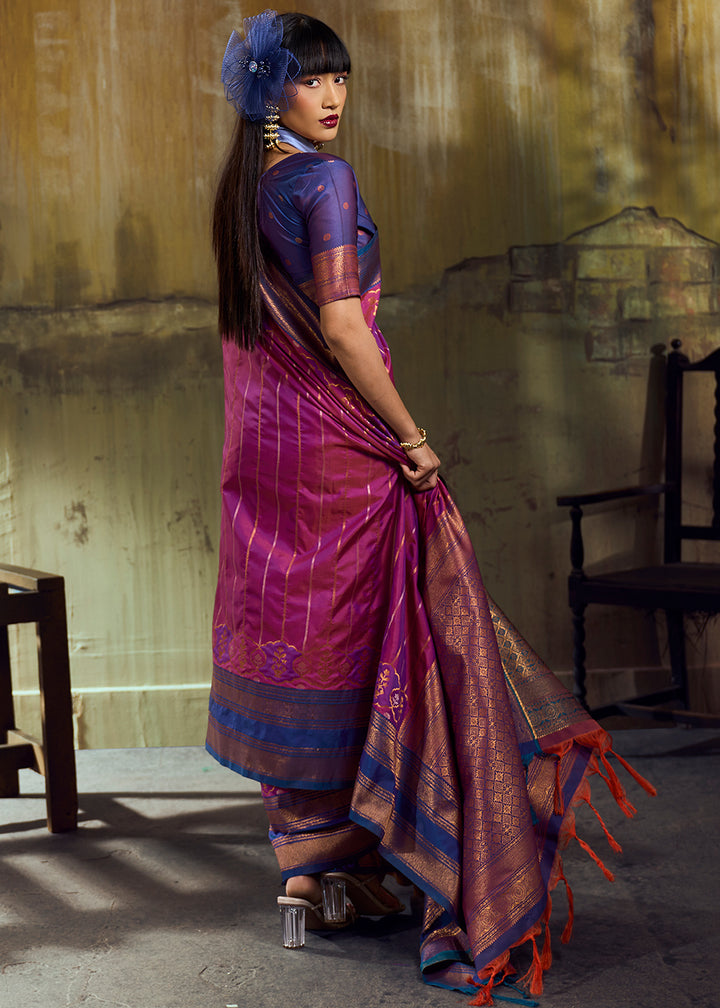 Tones of Purple Silk Saree with Rich Pallu &amp; Zari Craftsmanship