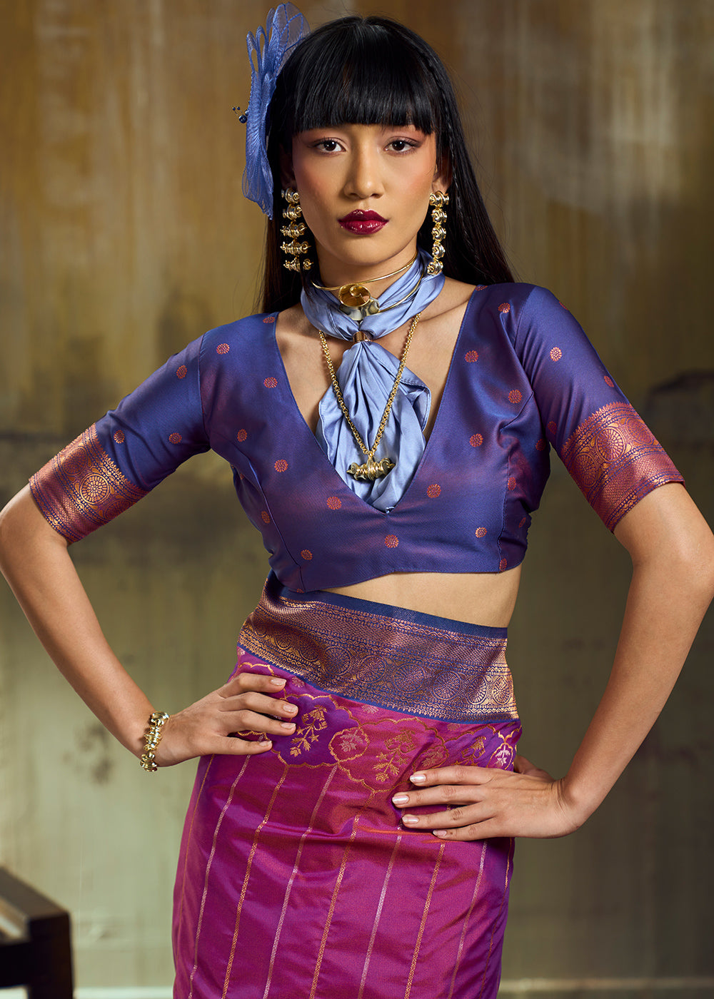 Tones of Purple Silk Saree with Rich Pallu &amp; Zari Craftsmanship