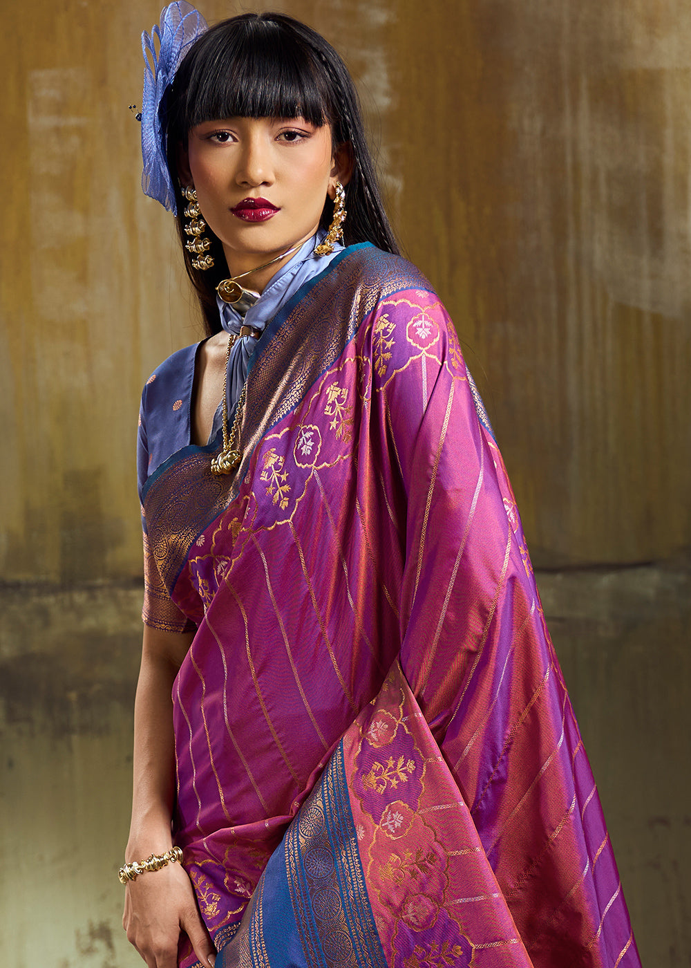 Tones of Purple Silk Saree with Rich Pallu &amp; Zari Craftsmanship