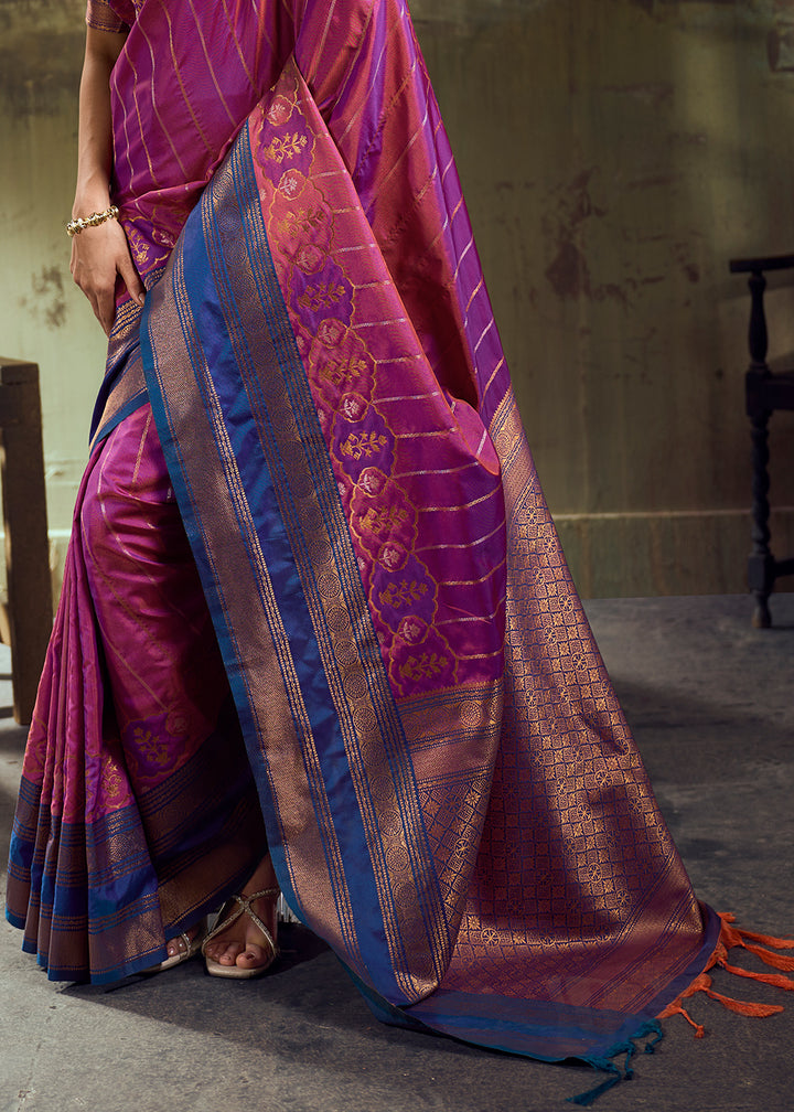 Tones of Purple Silk Saree with Rich Pallu &amp; Zari Craftsmanship