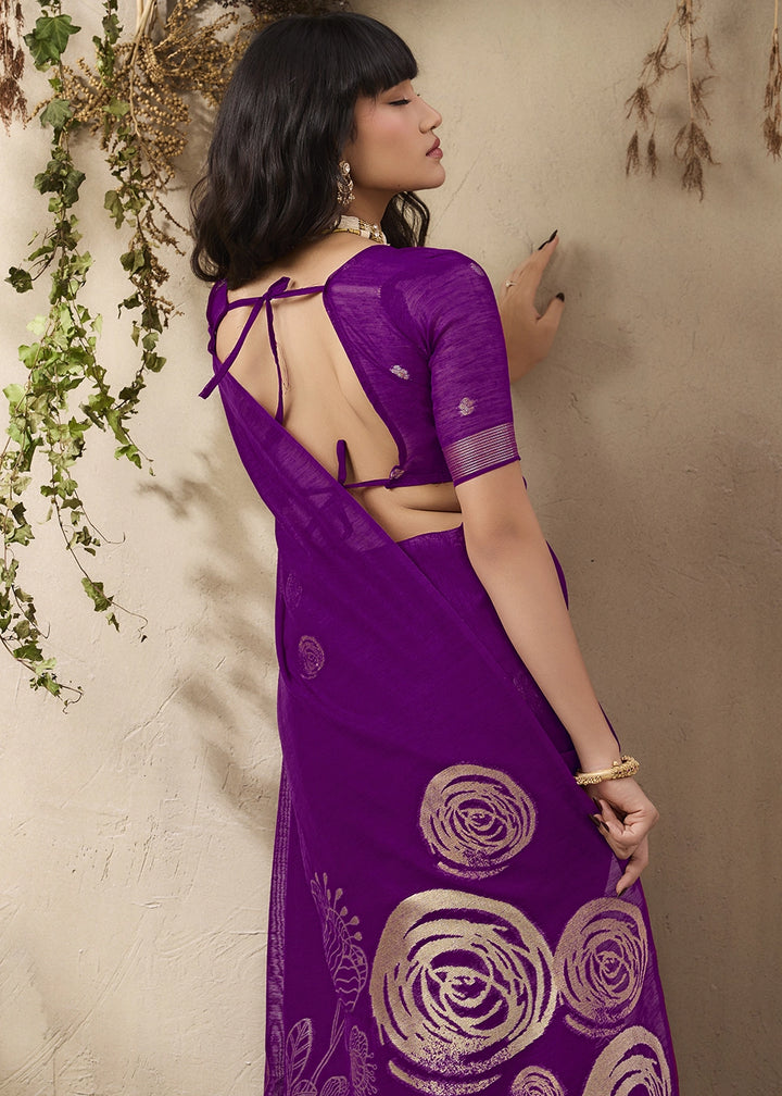 Indigo Purple Soft Munga Silk Handloom Saree