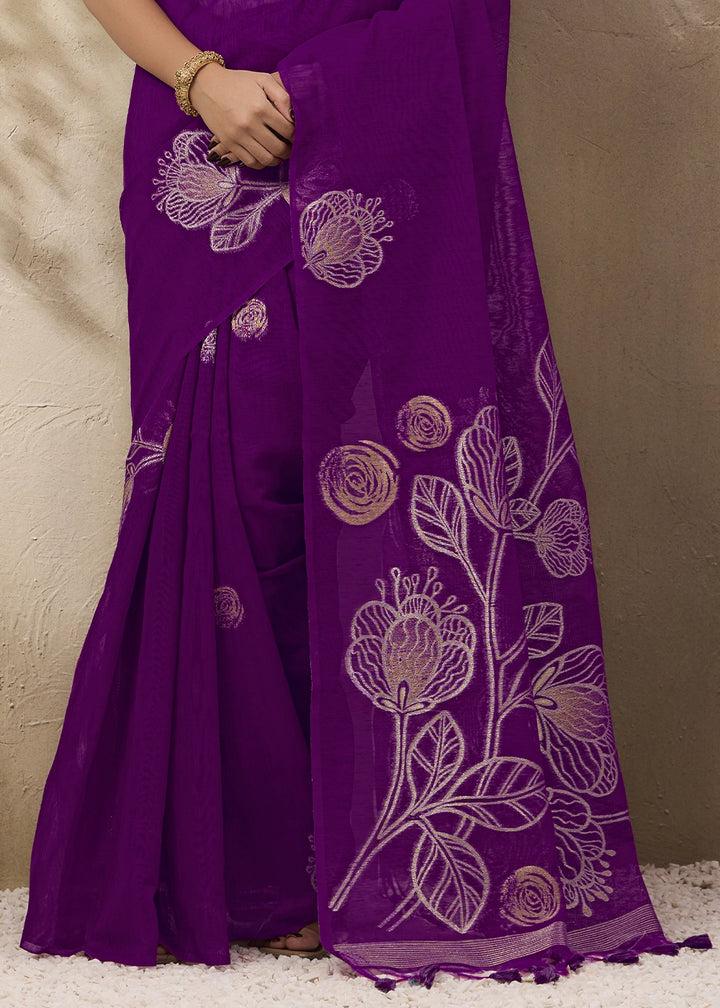 Indigo Purple Soft Munga Silk Handloom Saree
