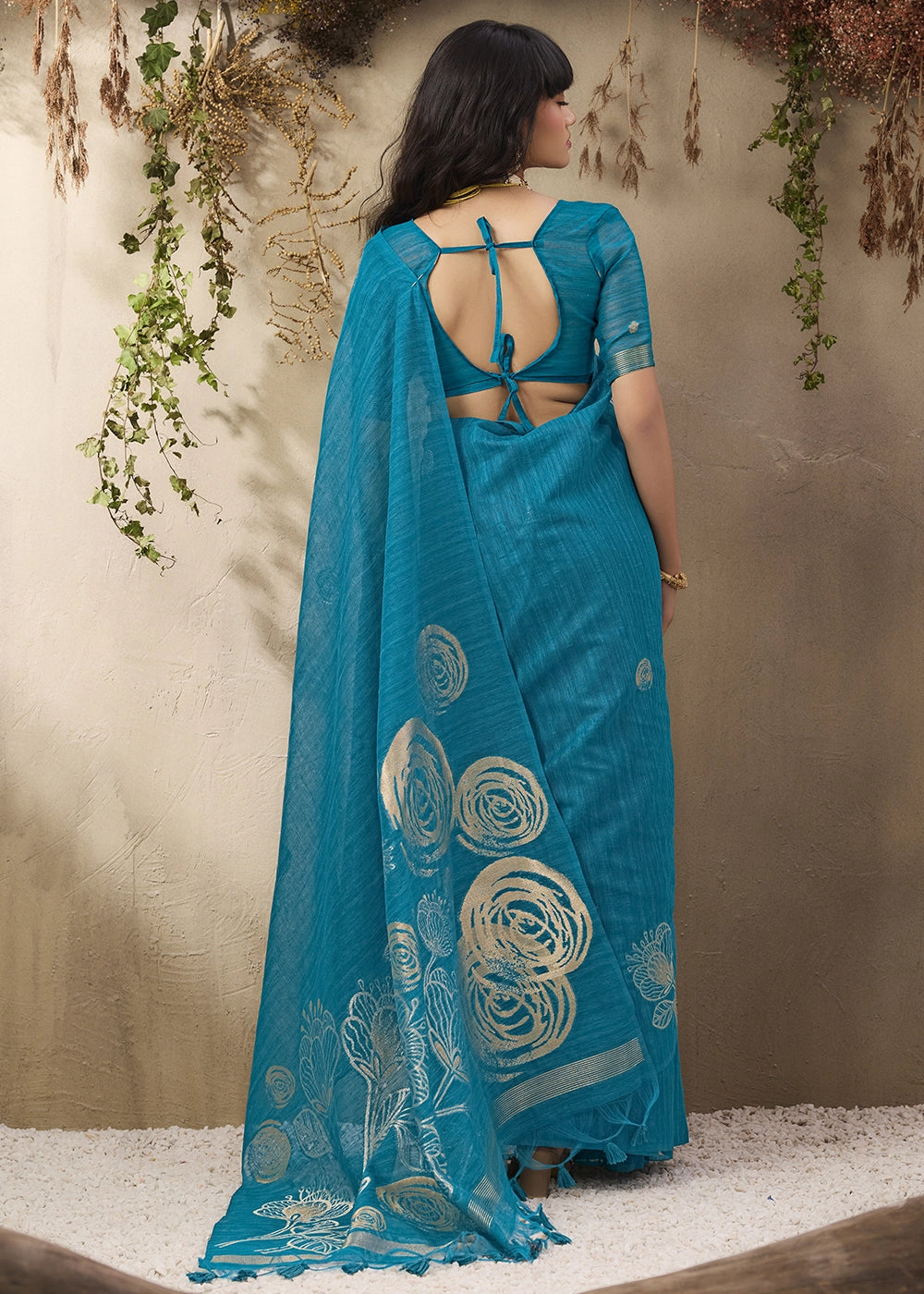 Celadon Blue Soft Munga Silk Handloom Saree