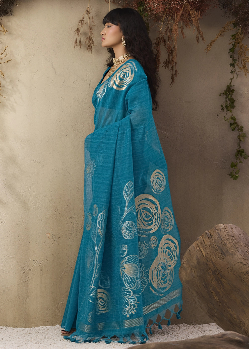 Celadon Blue Soft Munga Silk Handloom Saree