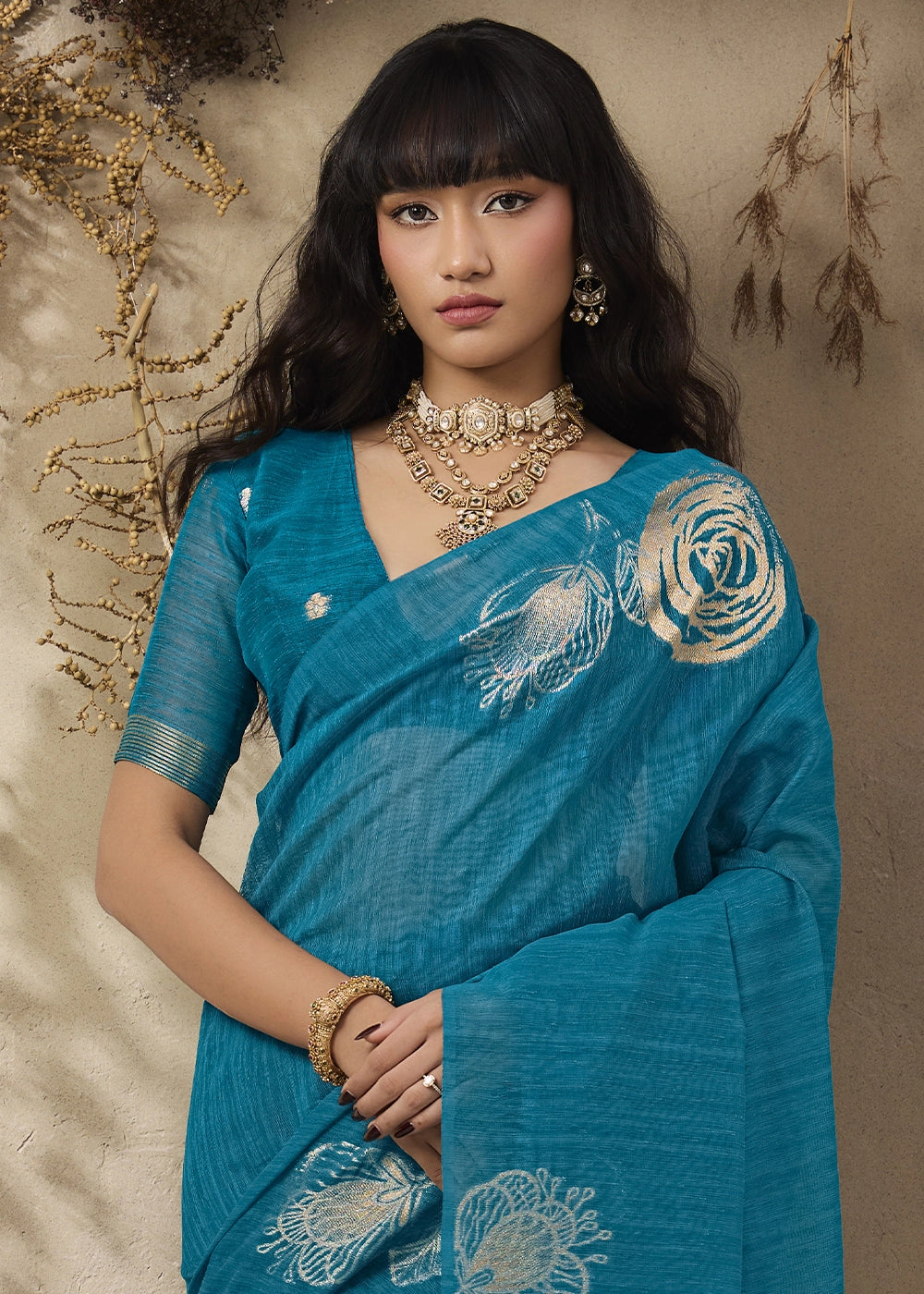 Celadon Blue Soft Munga Silk Handloom Saree