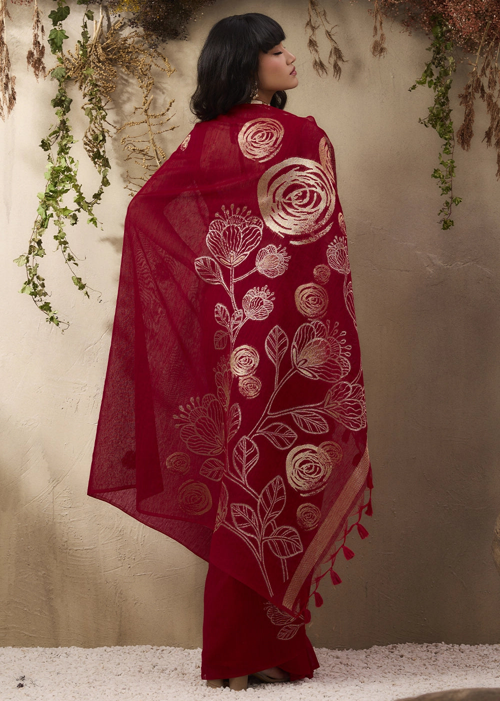 Bridal Red Soft Munga Silk Handloom Saree