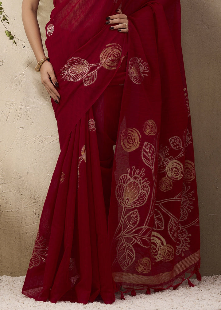 Bridal Red Soft Munga Silk Handloom Saree