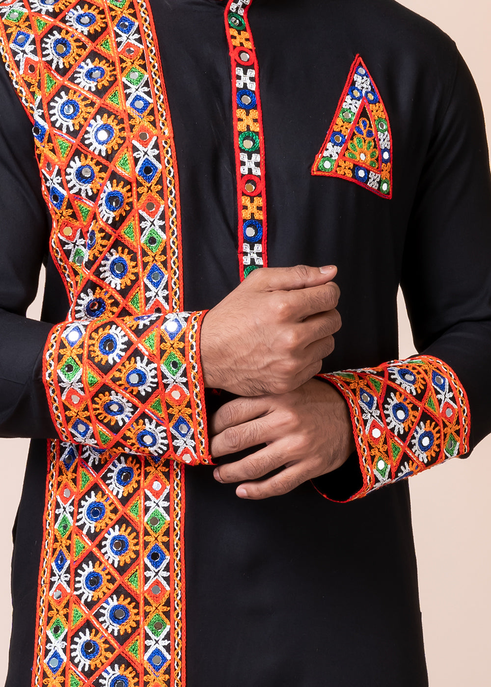 Sable Black Heritage Collection Heavy Rayon Kurta Pyjama with Divine Ganesh Back Embroidery